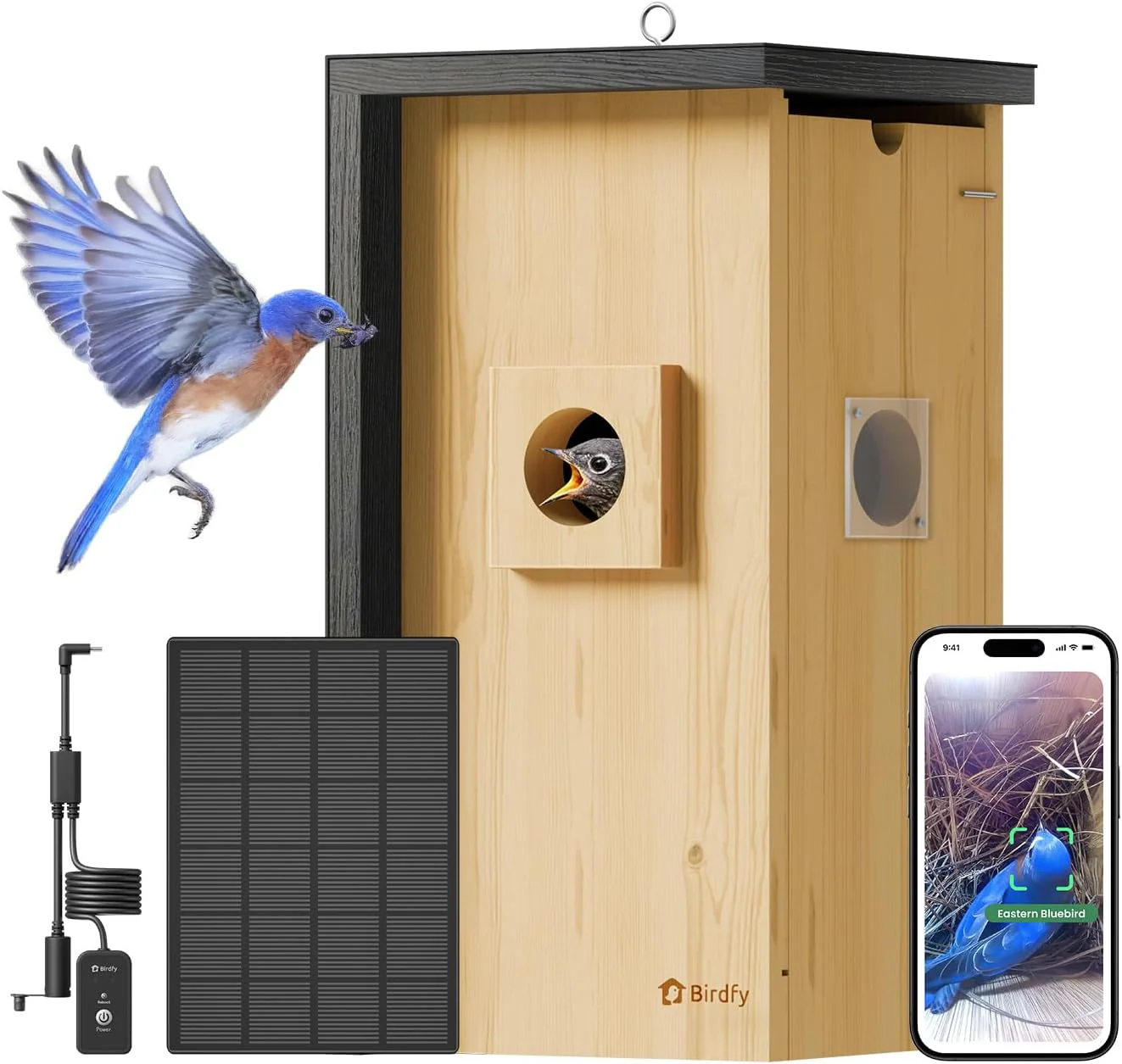 Birdfy Bird House with Camera Solar Powered with Iron Guard for Outside, AI Identify