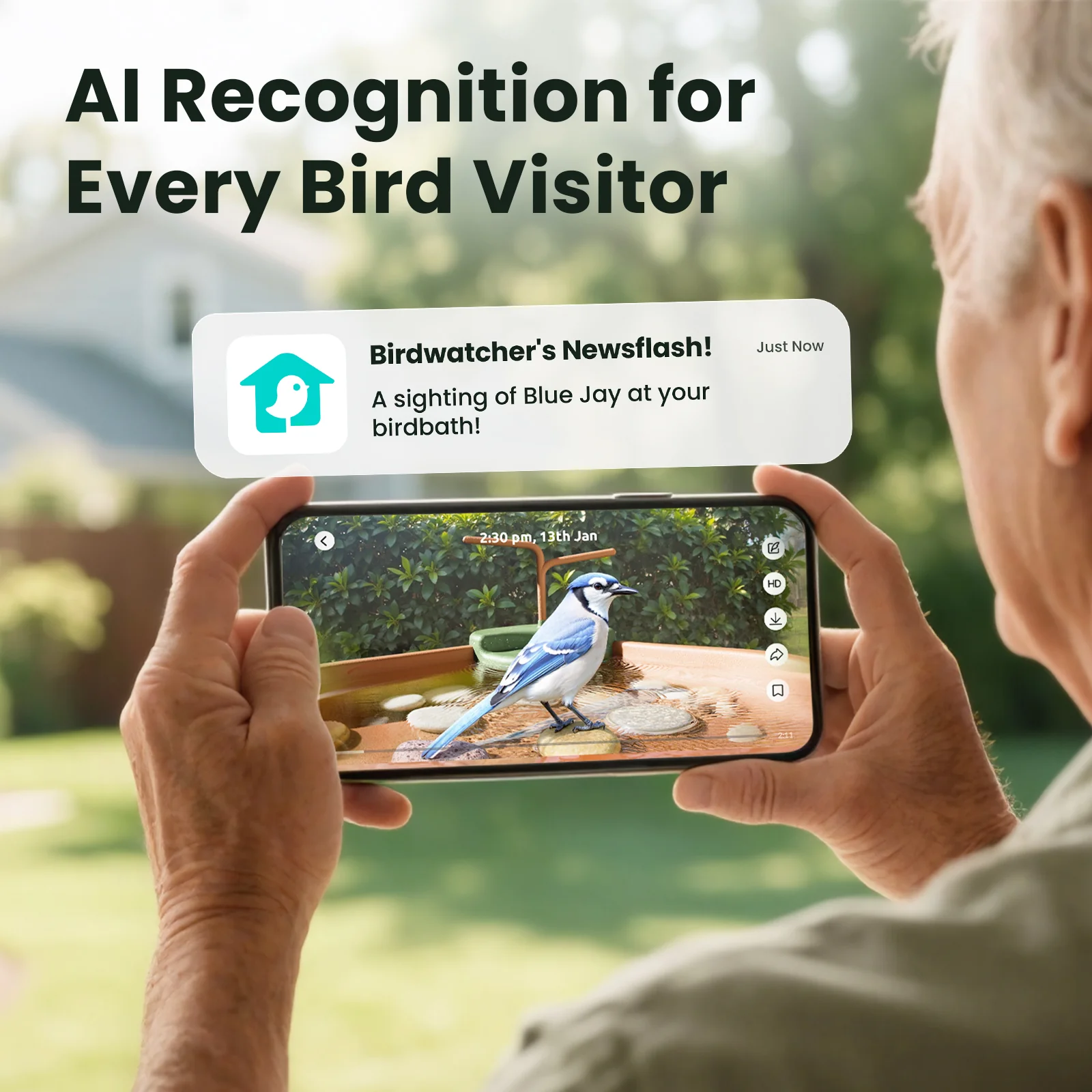 Birdfy Smart Bird Bath with Camera Solar Powered, AI Identify, Live View, jolly - Image 3