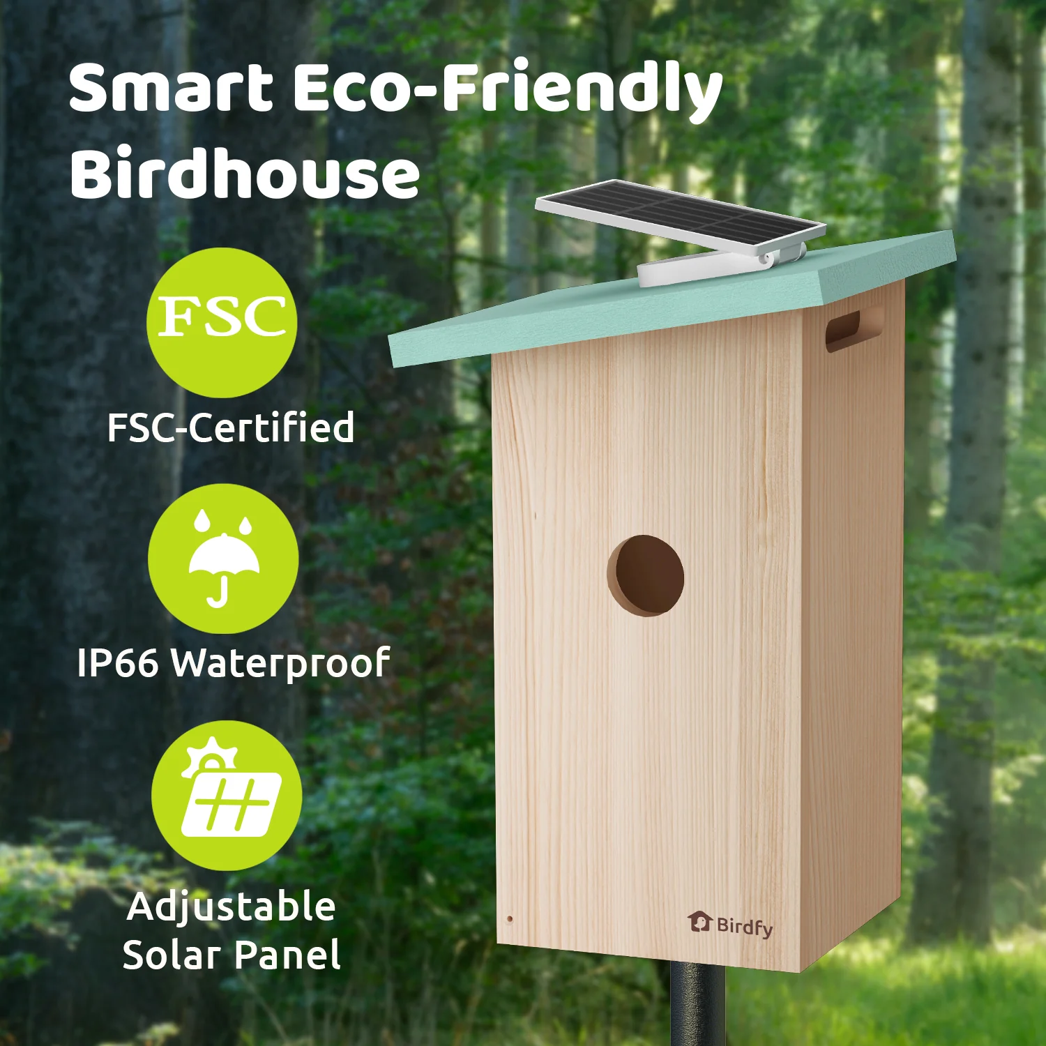 Birdfy Smart Bird Houses With 1080P HD Bird Feeder Camera, Perfect Viewing Bird Nesting and Hatching, Solar Powered, Cyan - Image 7