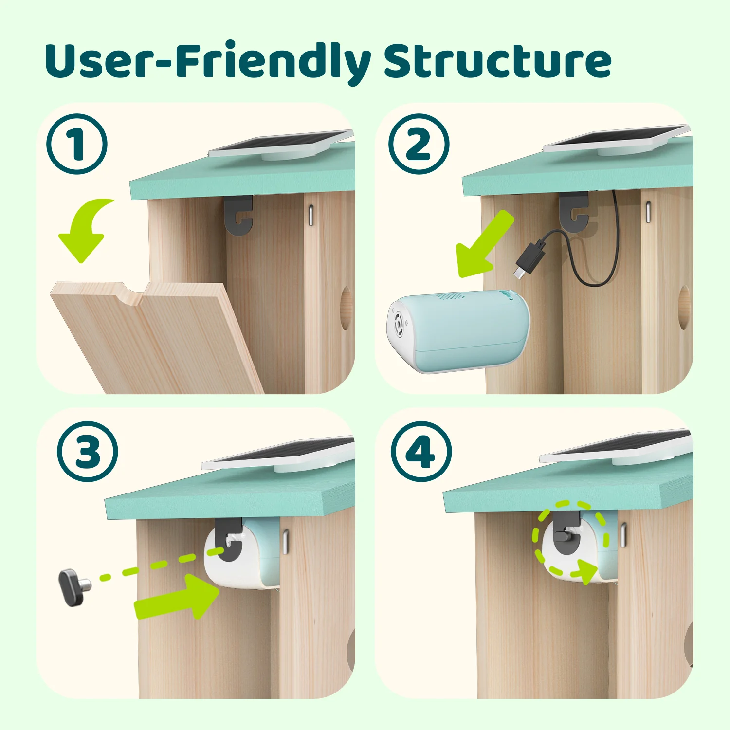 Birdfy Smart Bird Houses With 1080P HD Bird Feeder Camera, Perfect Viewing Bird Nesting and Hatching, Solar Powered, Cyan - Image 8