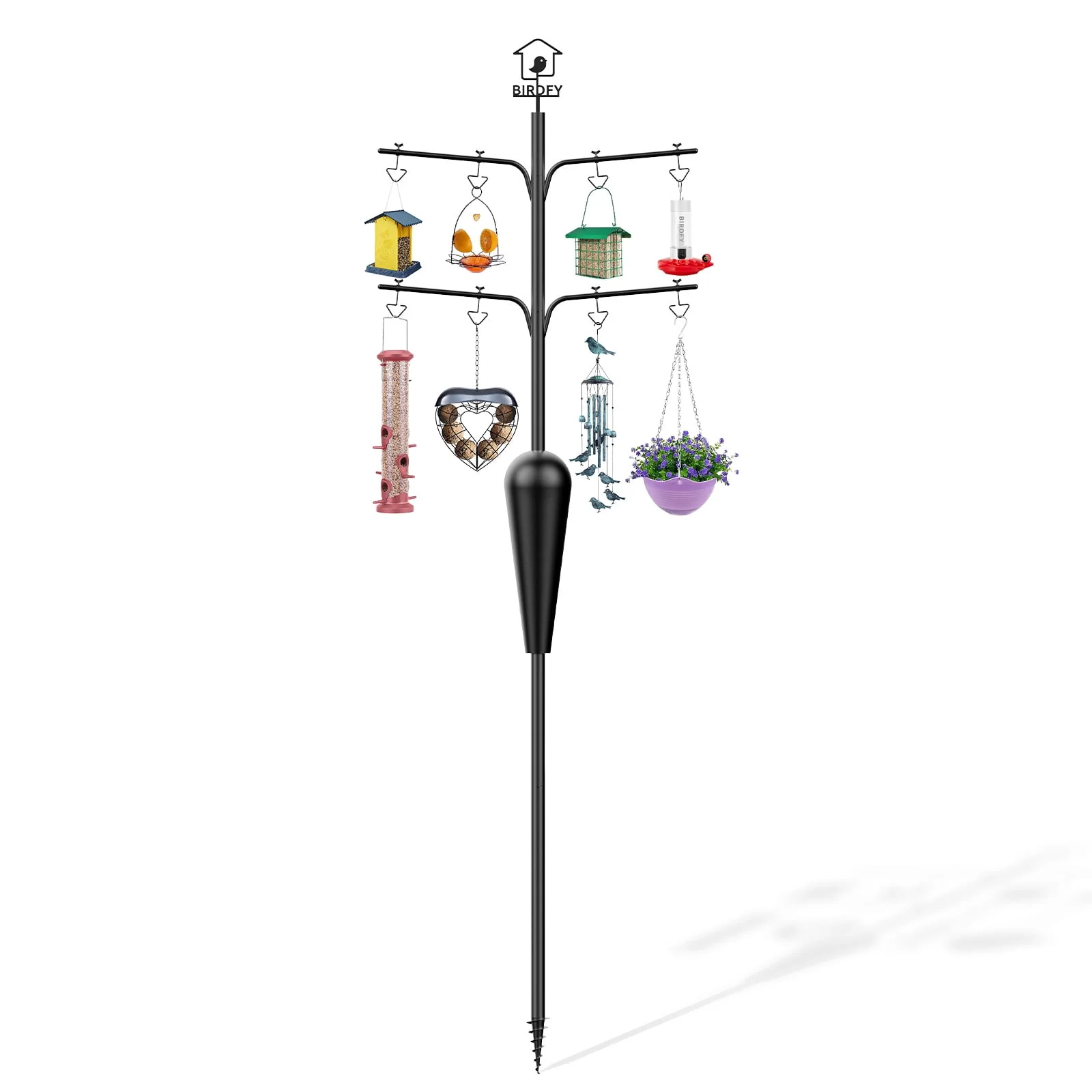 Netvue Birdfy Pole All Metal with 8 Hooks Squirrel Proof Station for Bird Feeder
