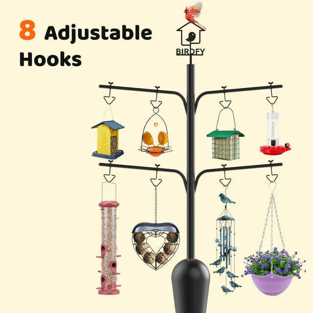 Netvue Birdfy Pole All Metal with 8 Hooks Squirrel Proof Station for Bird Feeder - Image 2