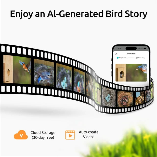 Netvue Birdfy Smart Bamboo Birdhouse with Dual Cameras - Image 3