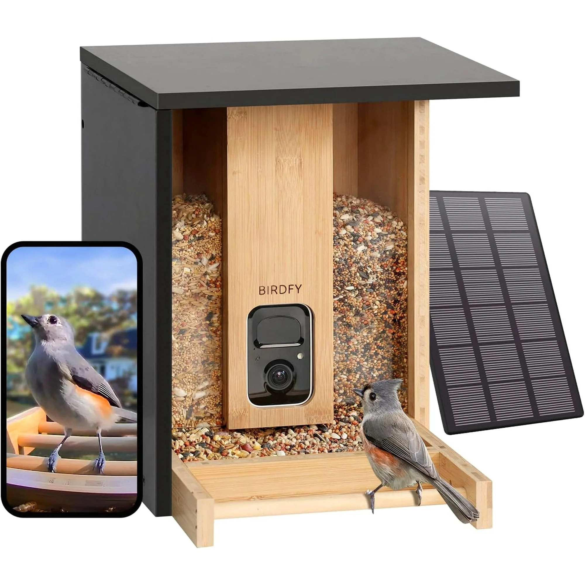 Netvue Bird Feeder Bamboo Wood Solar-Powered Bird Feeder Camera | AI Bird Camera Auto Capture Birds & Notify in Time | Eco-friendly | Ideal Gift for Bird Lovers - Image 4