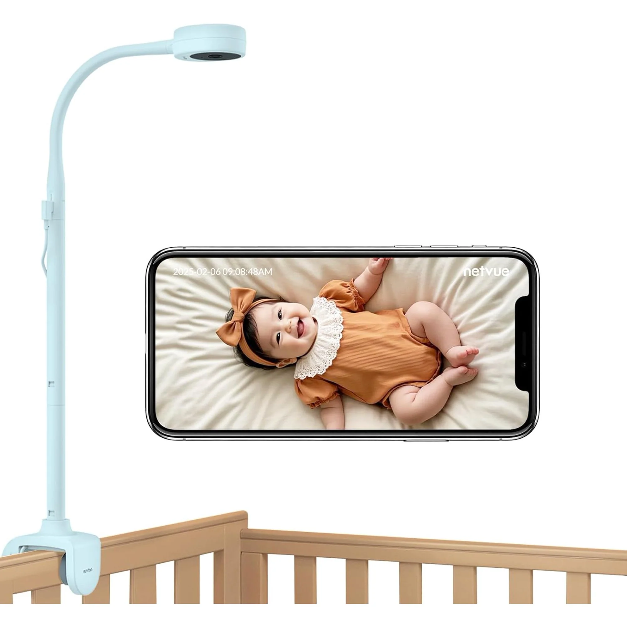 NETVUE Peekababy Baby Camera Monitor, Wireless Baby Monitor with Camera & Audio, 4-in-1 Crib Mount, Smart App, Sleep Analysis & Two-Way Talk - Image 2