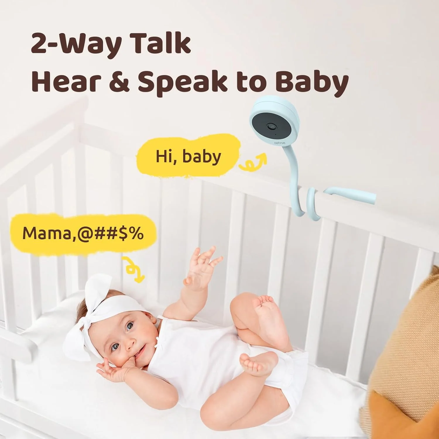 NETVUE Peekababy Baby Camera Monitor, Wireless Baby Monitor with Camera & Audio, 4-in-1 Crib Mount, Smart App, Sleep Analysis & Two-Way Talk - Image 4