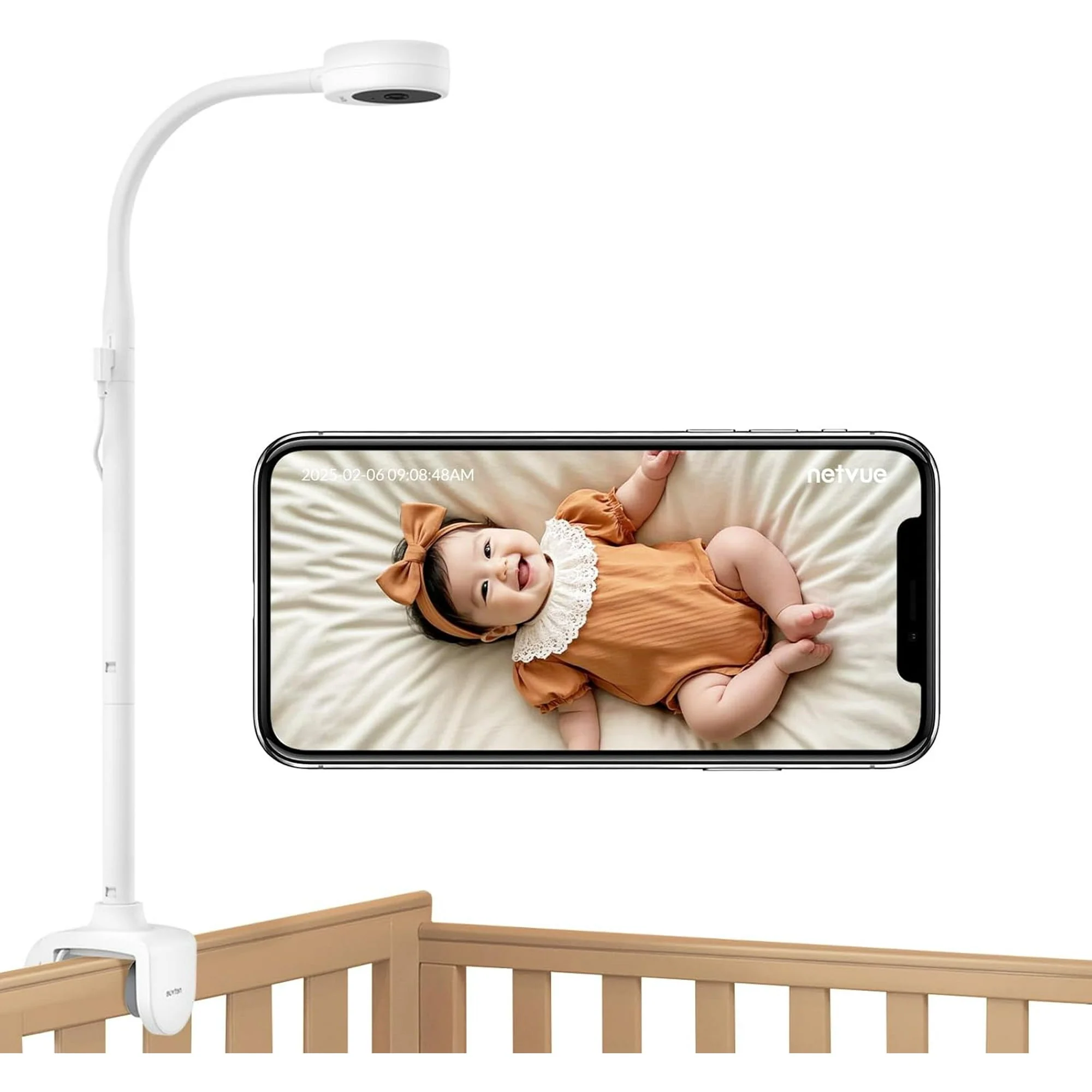 NETVUE Peekababy Baby Camera Monitor, Wireless Baby Monitor with Camera & Audio, 4-in-1 Crib Mount, Smart App, Sleep Analysis & Two-Way Talk - Image 2